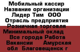 Мобильный кассир › Название организации ­ Лидер Тим, ООО › Отрасль предприятия ­ Розничная торговля › Минимальный оклад ­ 1 - Все города Работа » Вакансии   . Амурская обл.,Благовещенск г.